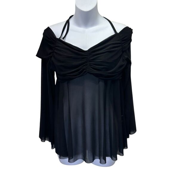 Shein Top Womens Plus Size 0X Black Sheer Stretch Mesh Fairy Whimsygoth Witchy - Picture 1 of 10